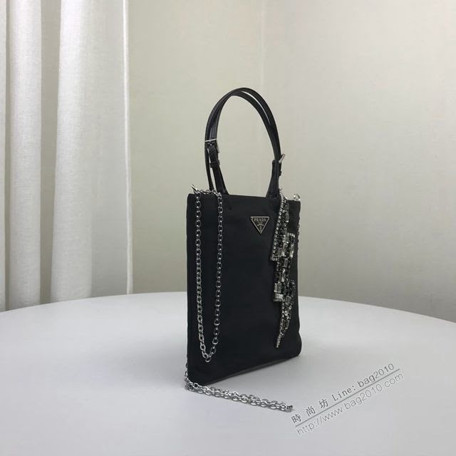 prada女包 普拉達新款手袋 1BA253 楊冪同款閃電水鑽 Prada鏈條小包 prada手提手拎女包  pyd2371